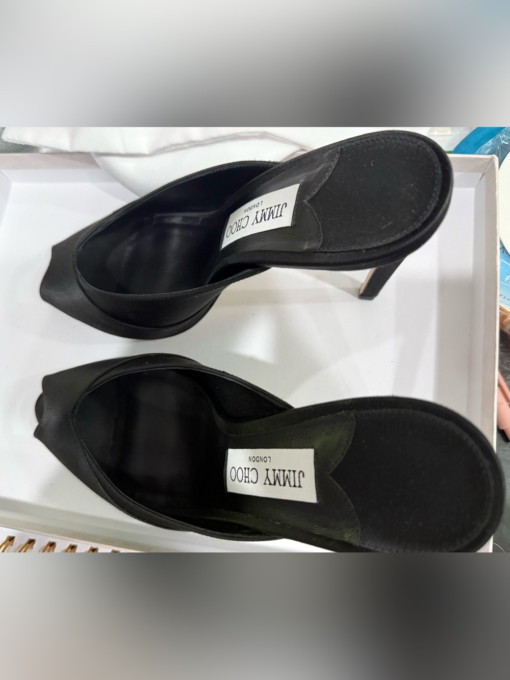 Jimmy Choo Black Satin Brigitte Mules - Picture 9 of 10